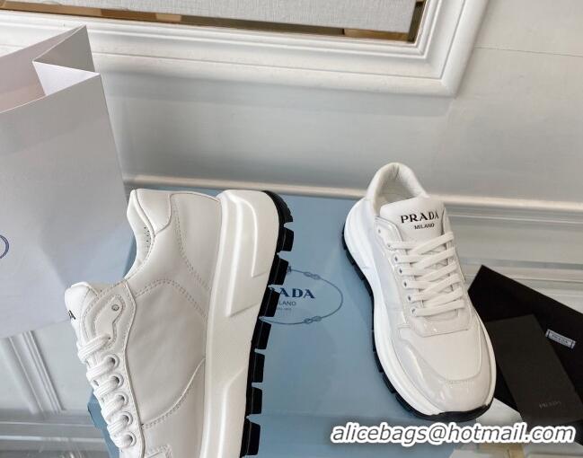 Unique Style Prada Brushed Leather Sneakers White 0425122