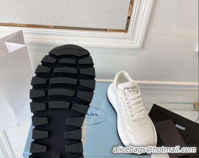 Unique Style Prada Brushed Leather Sneakers White 0425122