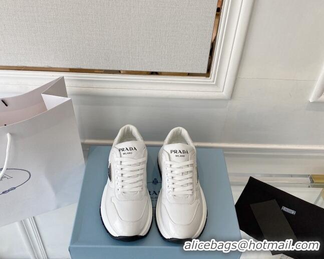 Unique Style Prada Brushed Leather Sneakers White 0425122