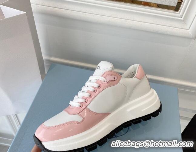 Best Grade Prada Brushed Leather Sneakers Pink 0425123