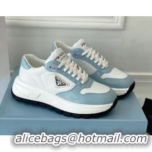 Stylish Prada Brushed Leather Sneakers Blue 0425124