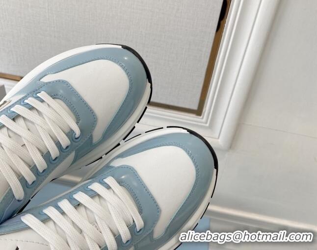 Stylish Prada Brushed Leather Sneakers Blue 0425124