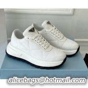 Shop Duplicate Prada Quilted Leather Sneakers White 0425127