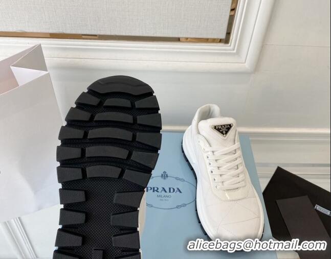 Shop Duplicate Prada Quilted Leather Sneakers White 0425127