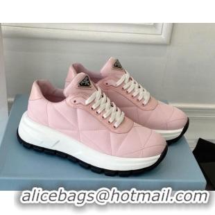 Discount Prada Quilted Leather Sneakers Pink 0425128