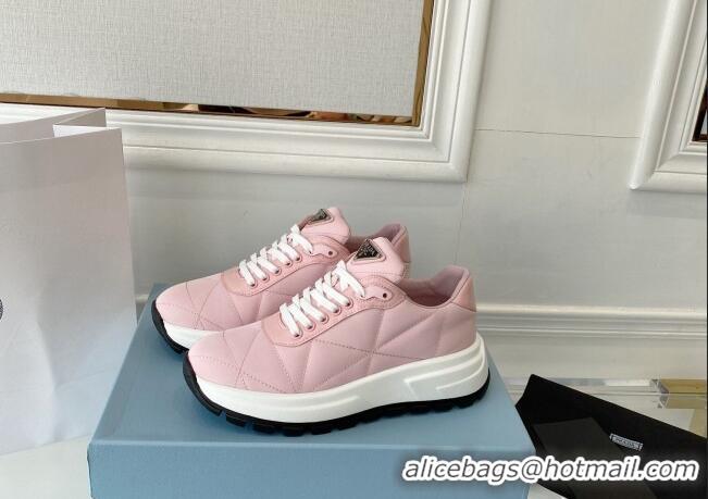 Discount Prada Quilted Leather Sneakers Pink 0425128