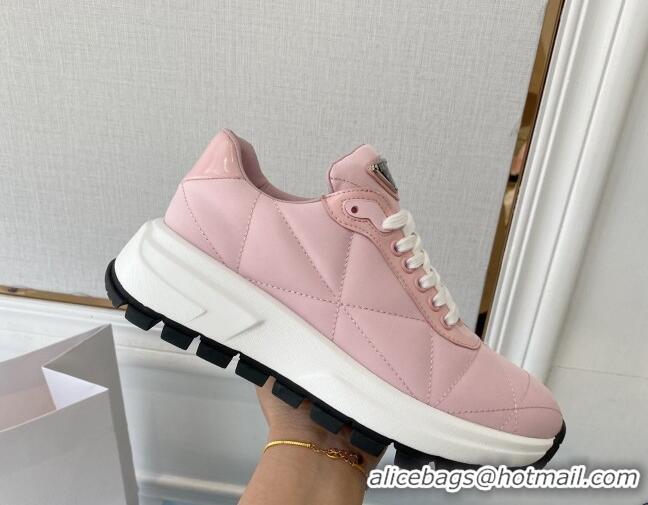 Discount Prada Quilted Leather Sneakers Pink 0425128