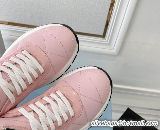 Discount Prada Quilted Leather Sneakers Pink 0425128