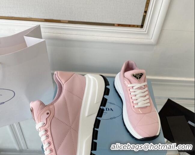 Discount Prada Quilted Leather Sneakers Pink 0425128