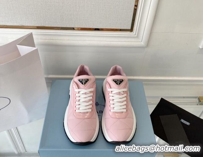 Discount Prada Quilted Leather Sneakers Pink 0425128