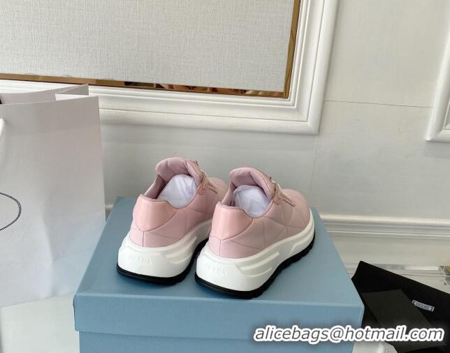 Discount Prada Quilted Leather Sneakers Pink 0425128