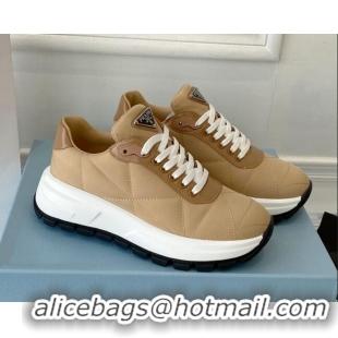 Good Quality Prada Quilted Leather Sneakers Brown 0425130