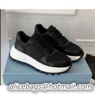 Best Price Prada Calfskin Sneakers Black 0425133