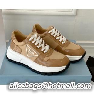 Unique Style Prada Calfskin Sneakers Brown 0425136