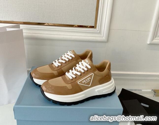 Unique Style Prada Calfskin Sneakers Brown 0425136