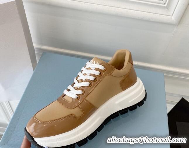 Unique Style Prada Calfskin Sneakers Brown 0425136