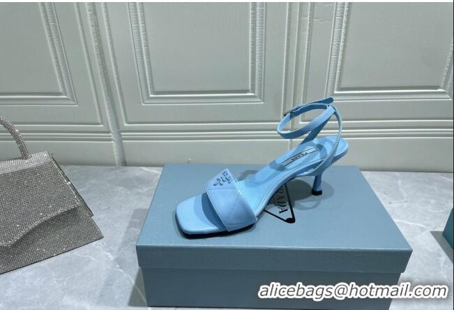 Top Design Prada Quilted Lambskin Sandals 6.5cm Blue 042725