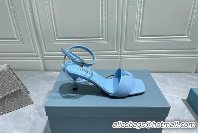 Top Design Prada Quilted Lambskin Sandals 6.5cm Blue 042725