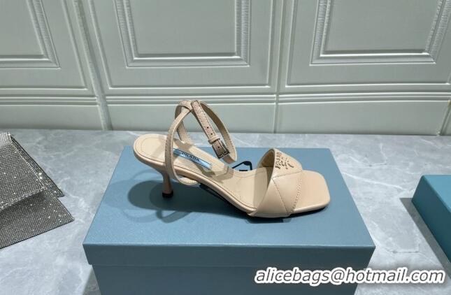 Good Product Prada Quilted Lambskin Sandals 6.5cm Beige 042726