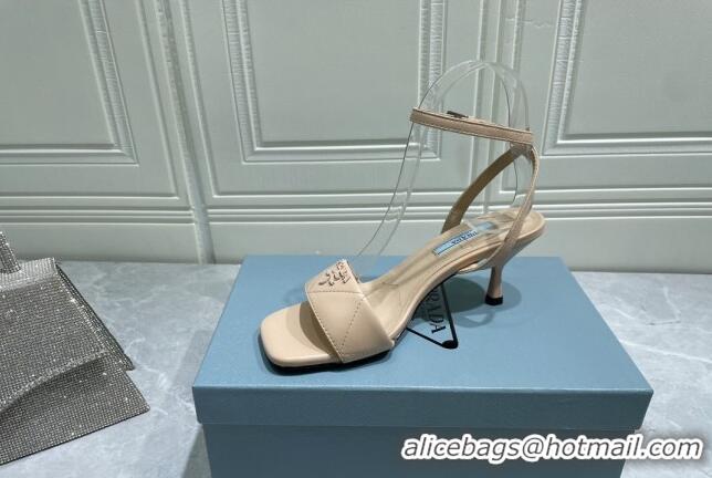 Good Product Prada Quilted Lambskin Sandals 6.5cm Beige 042726