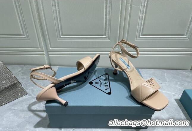 Good Product Prada Quilted Lambskin Sandals 6.5cm Beige 042726