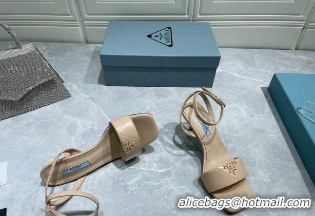 Good Product Prada Quilted Lambskin Sandals 6.5cm Beige 042726