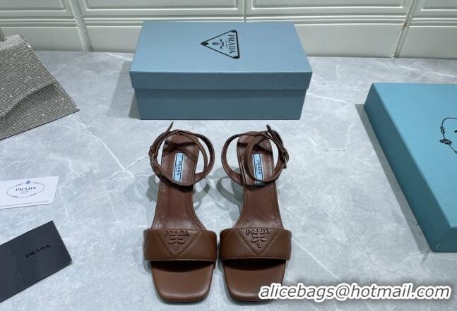 Shop Duplicate Prada Quilted Lambskin Sandals 6.5cm Brown 042728