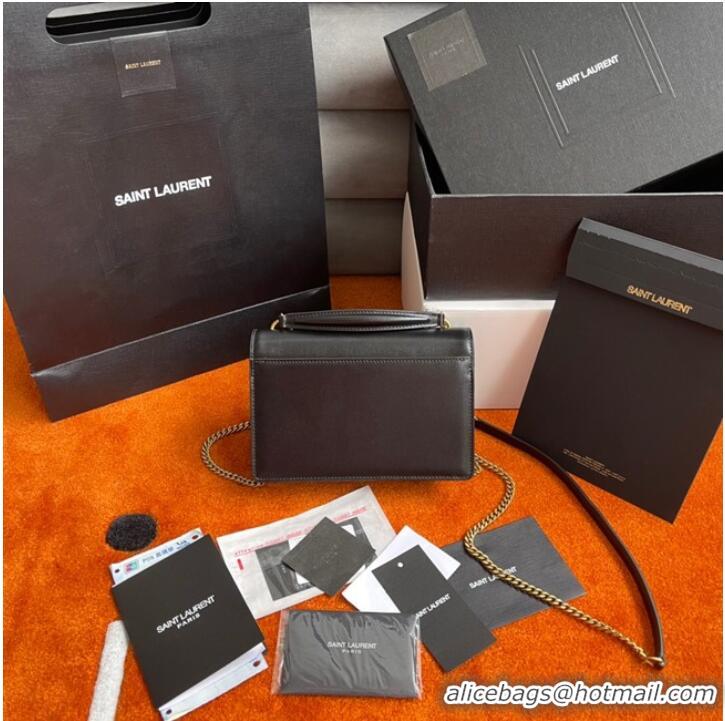 Good Product Yves Saint Laurent SUNSET SMALL CHAIN BAG INSMOOTH LEATHER Y533036A BLACK