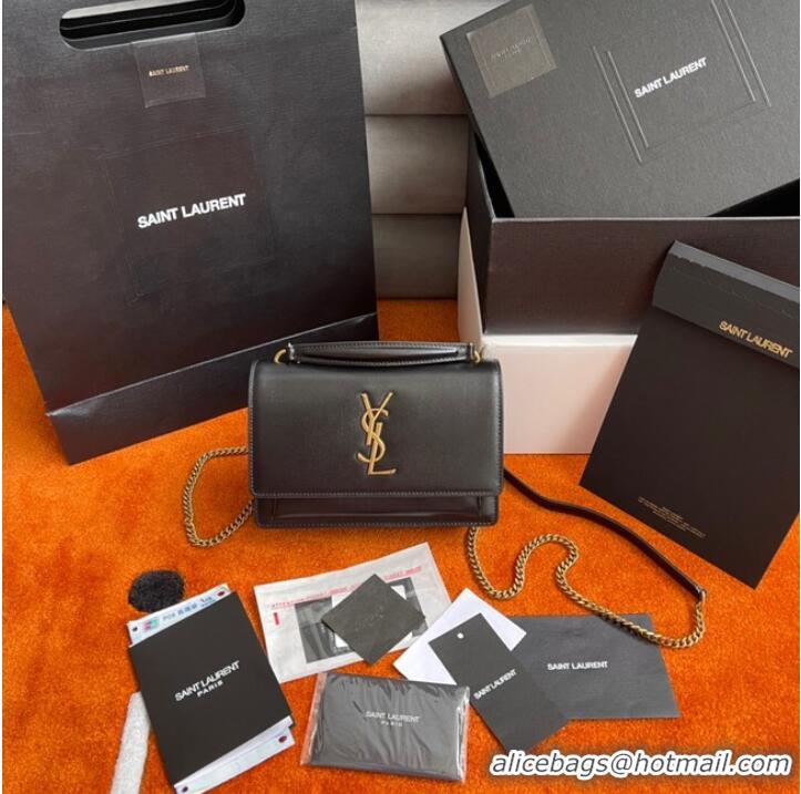 Good Product Yves Saint Laurent SUNSET SMALL CHAIN BAG INSMOOTH LEATHER Y533036A BLACK