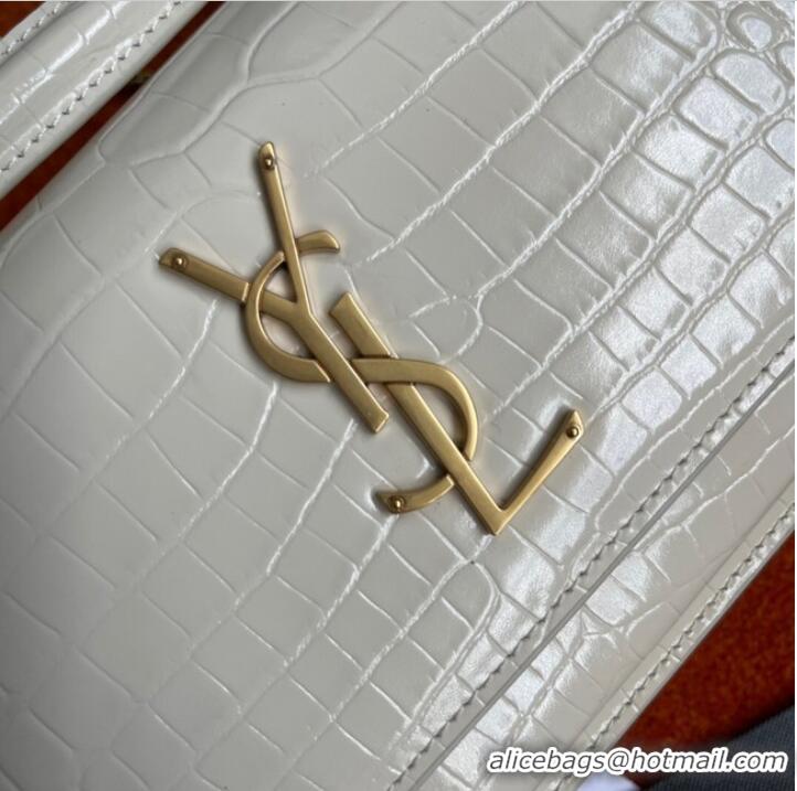 Big Discount Yves Saint Laurent SUNSET SMALL CHAIN BAG IN CROCODILE EMBOSSED LEATHER Y533036b WHITE