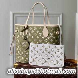 Reasonable Price Louis Vuitton Monogram Empreinte NEVERFULL MM M46102 Green&Gray