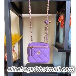 Top Quality Chanel mini Shoulder Bag Lambskin & Gold-Tone Metal AP2929 Purple