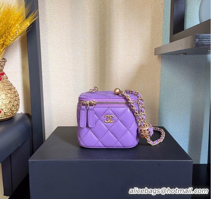 Top Quality Chanel mini Shoulder Bag Lambskin & Gold-Tone Metal AP2929 Purple