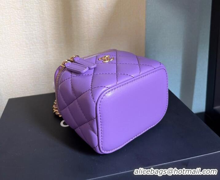 Top Quality Chanel mini Shoulder Bag Lambskin & Gold-Tone Metal AP2929 Purple