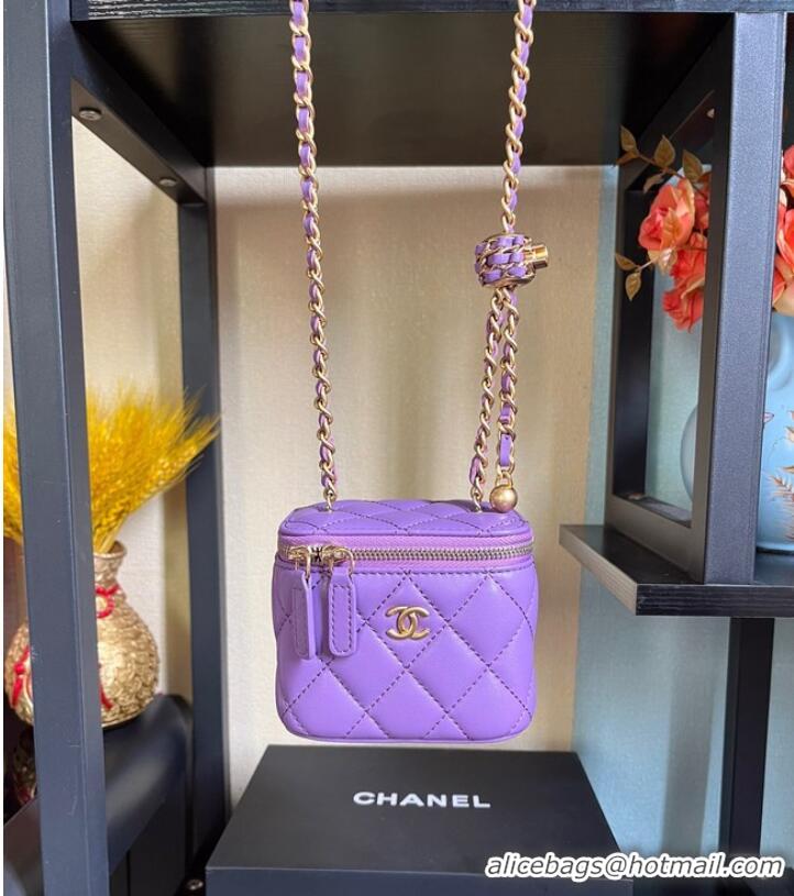 Top Quality Chanel mini Shoulder Bag Lambskin & Gold-Tone Metal AP2929 Purple