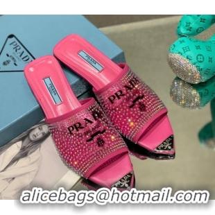 1:1 aaaaa Prada TPU Flat Mules with Crystal Studs Pink 2042752