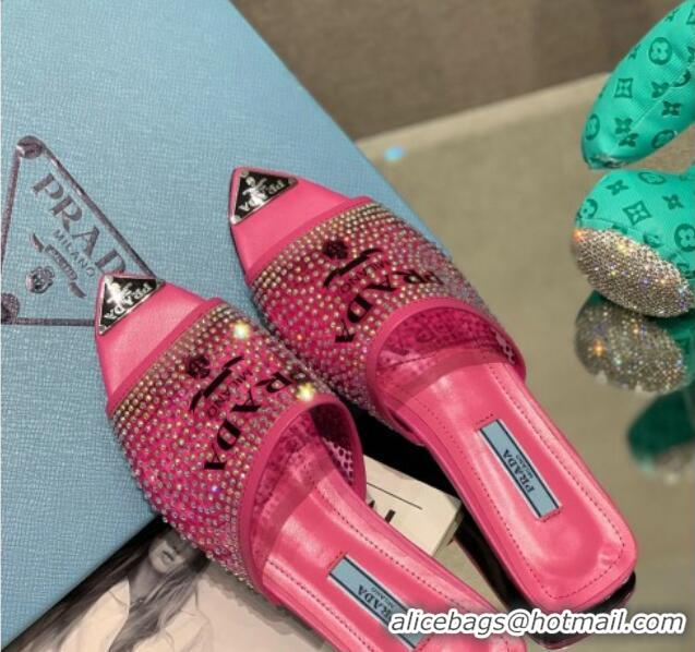 1:1 aaaaa Prada TPU Flat Mules with Crystal Studs Pink 2042752