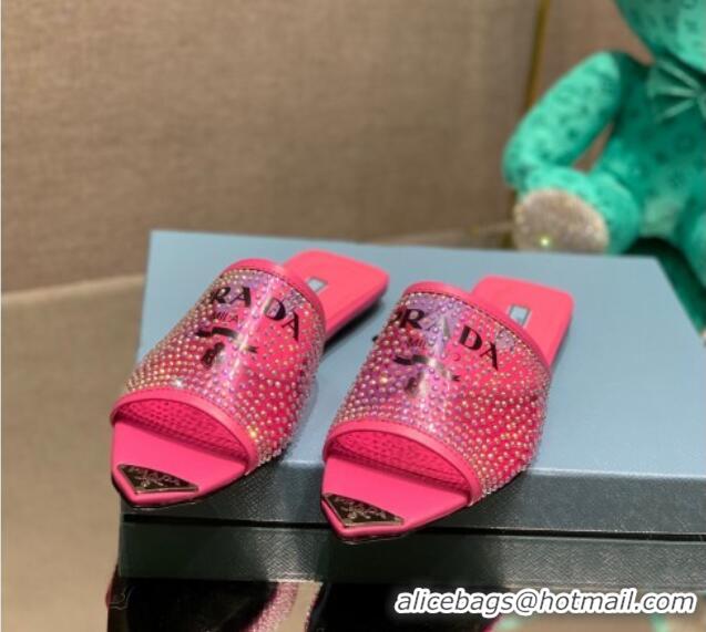 1:1 aaaaa Prada TPU Flat Mules with Crystal Studs Pink 2042752