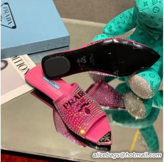 1:1 aaaaa Prada TPU Flat Mules with Crystal Studs Pink 2042752