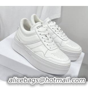 Good Quality Celine Calfskin Flatform Sneakers White 041249