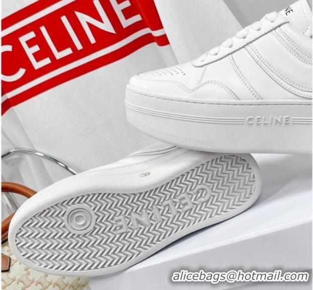 Good Quality Celine Calfskin Flatform Sneakers White 041249