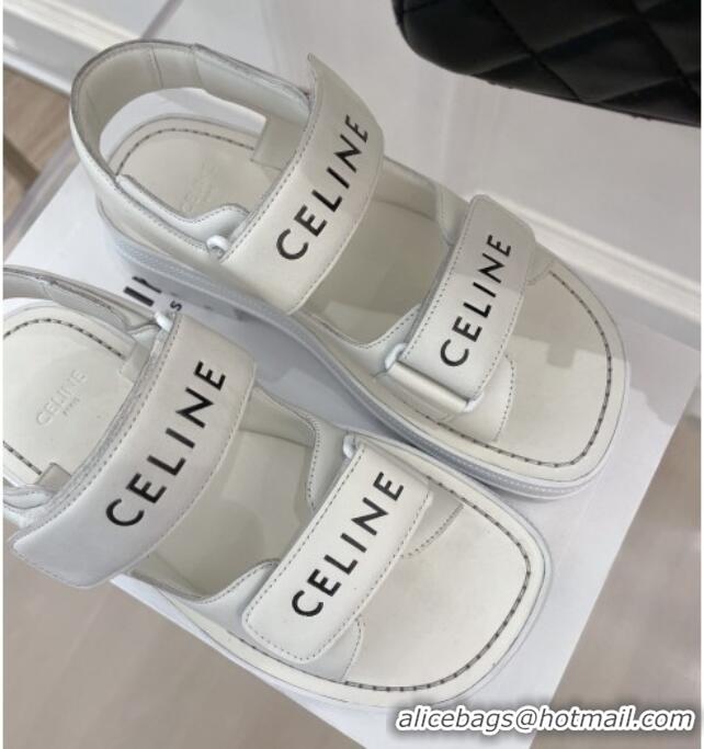 Best Grade Celine Leather Strap Sandals White 042138