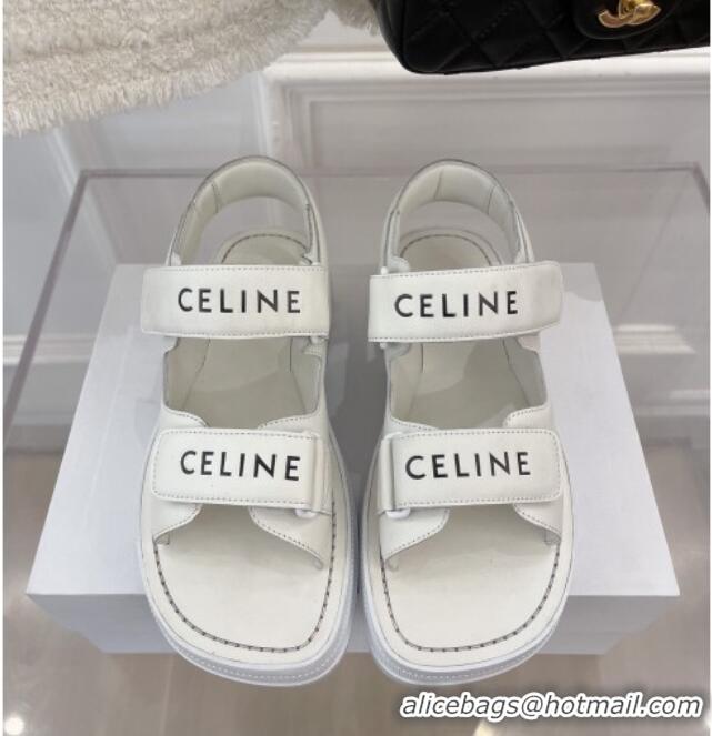 Best Grade Celine Leather Strap Sandals White 042138