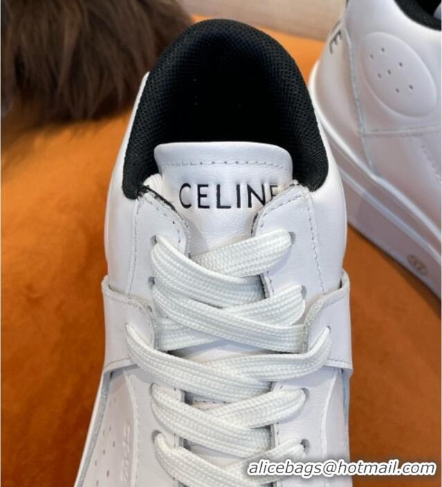 Top Grade Celine Calfskin Flatform High Top Sneakers White 042144