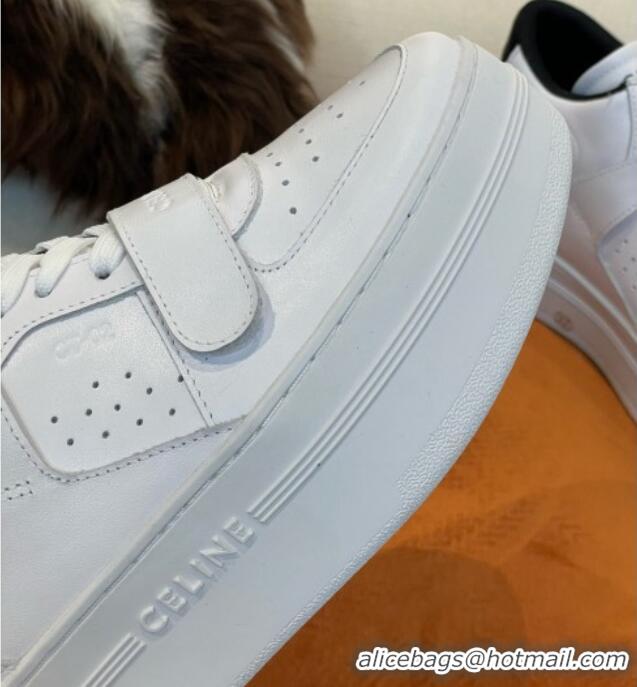 Top Grade Celine Calfskin Flatform High Top Sneakers White 042144