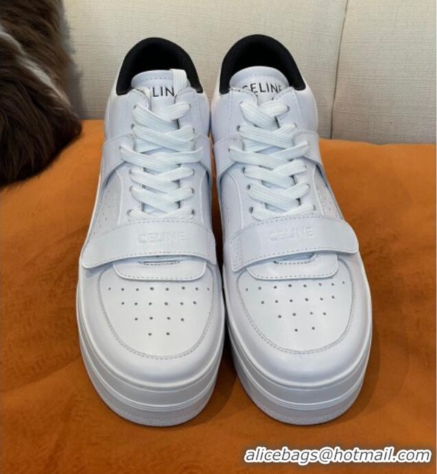 Top Grade Celine Calfskin Flatform High Top Sneakers White 042144