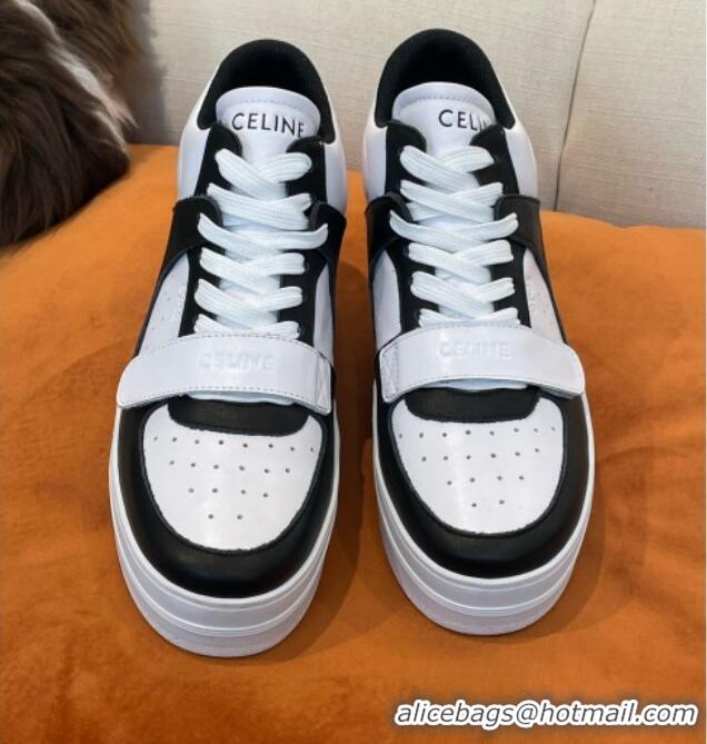 Low Cost Celine Calfskin Flatform High Top Sneakers White/Black 2022 042145