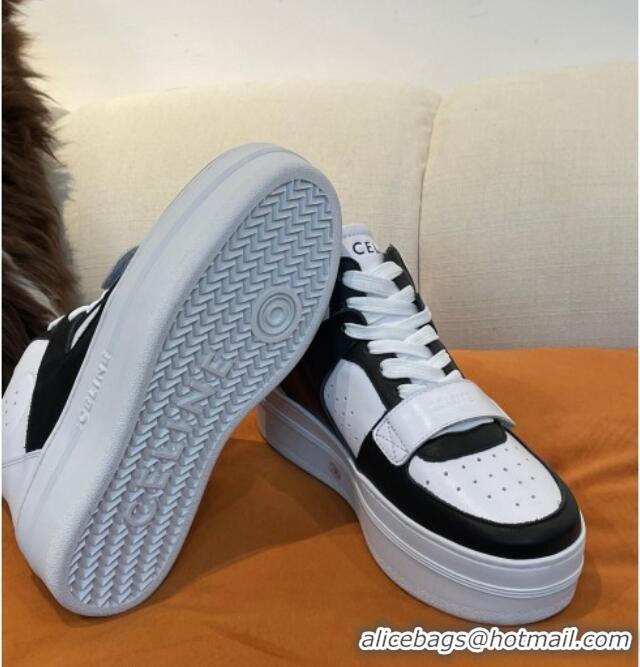 Low Cost Celine Calfskin Flatform High Top Sneakers White/Black 2022 042145