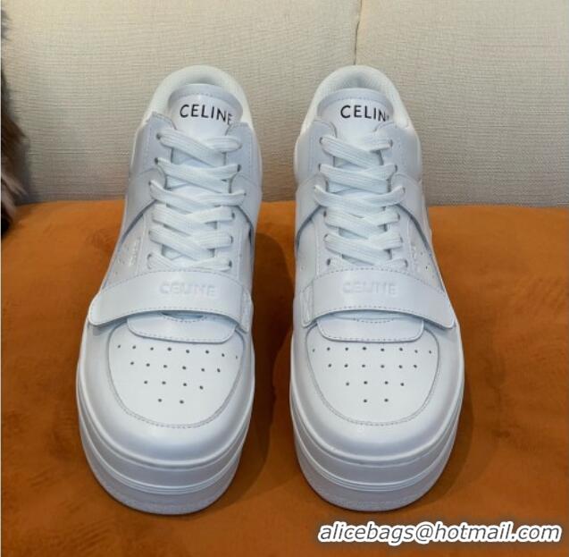 Luxurious Celine Calfskin Flatform High Top Sneakers White 2022 042146