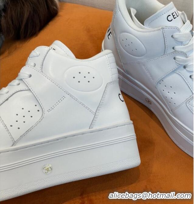 Luxurious Celine Calfskin Flatform High Top Sneakers White 2022 042146